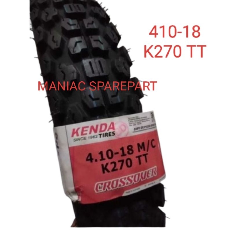 BAN LUAR MOTOR KENDA RING 18 K270 TT 410-18 DUAL PURPOSE BELAKANG CRF/KLX/WR155 KENDA