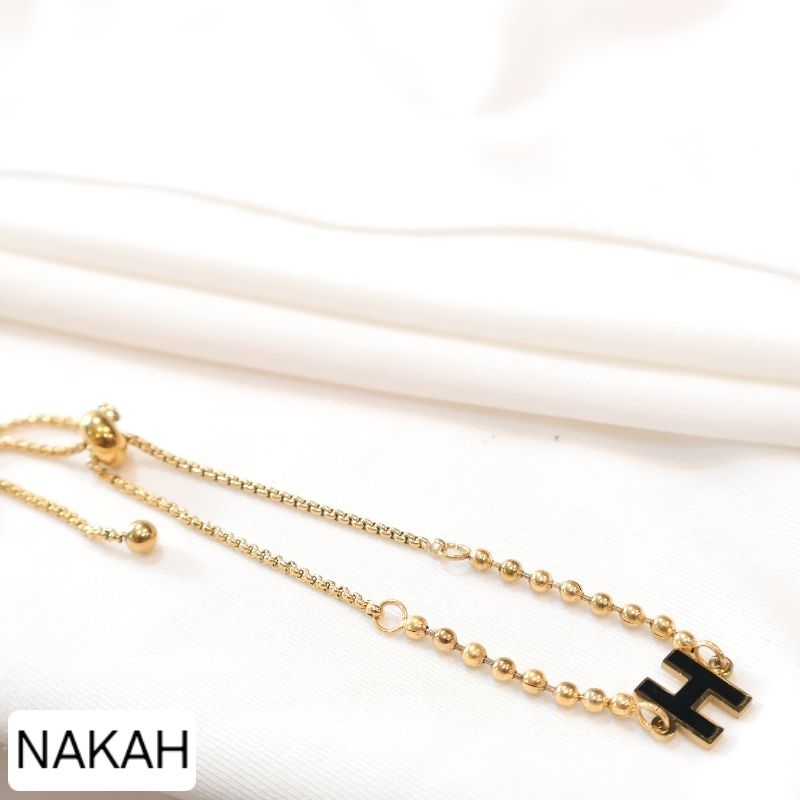 Nakah - Gelang Serut Titanium Anti Karat Wanita Huruf H
