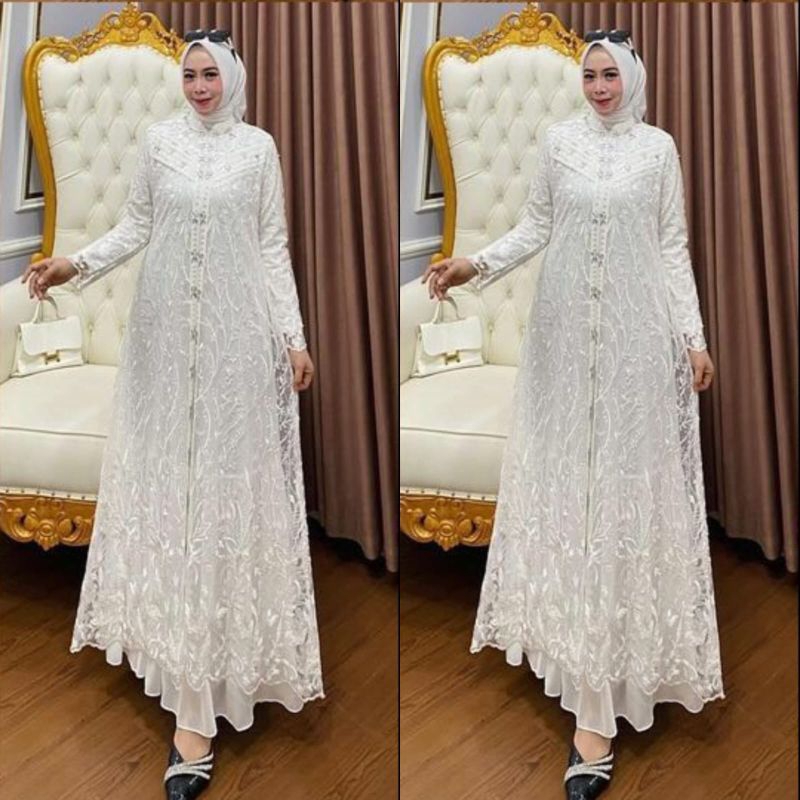 GAMIS PUTIH MEWAH ZALLIA DRESS // CERUTYBABYDOOL FULL FURING MIX BRUKAT // APLIKSI PAYET MEWAH // OU