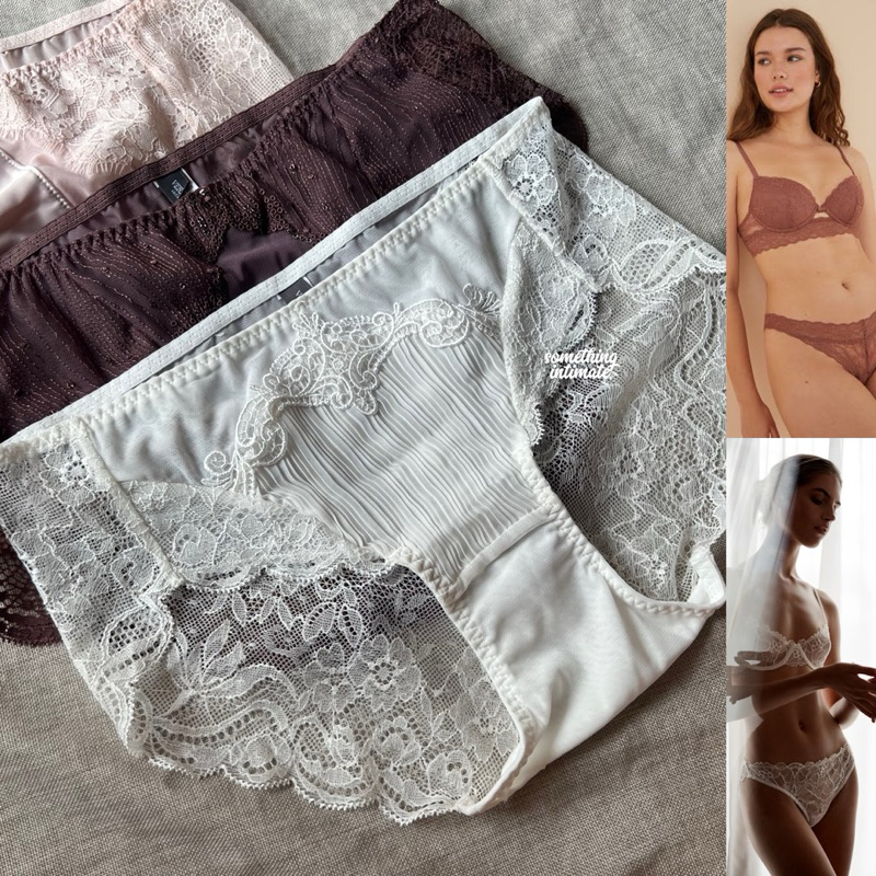 VERA WANG Lacey Feathers Semi Highwaisted Hipster Brief Panty / Celana Dalam Wanita Lace Cotton High