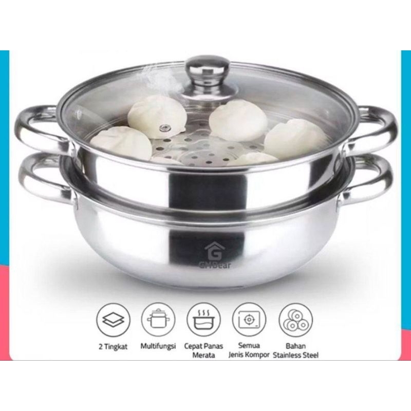 Read panci steamer 2 tingkat NICE BAGUS MURAH CANTIK BISA JNT ATAU COD INSTAN READY PEKANBARU RIAU I