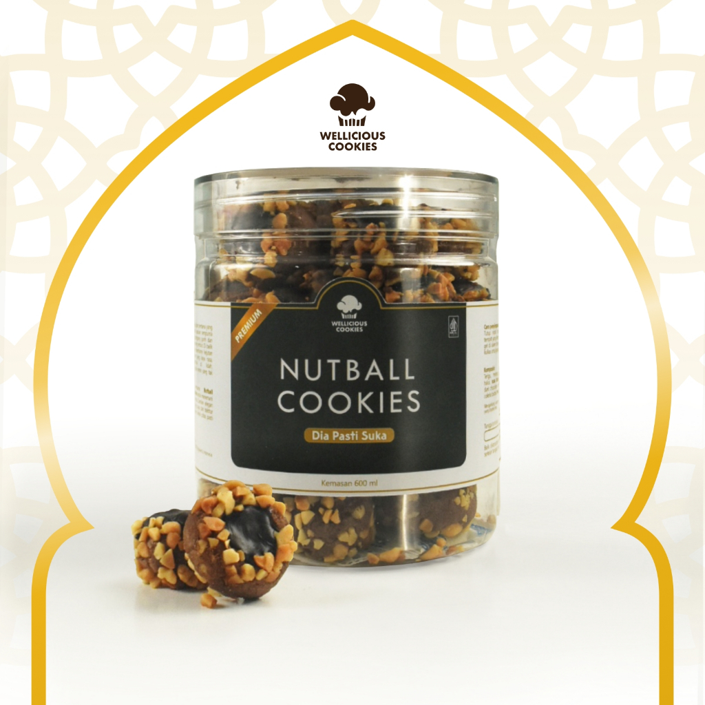 

Kue Kering Nutball Cookies Premium Hampers, Hantaran, Hadiah Hari Raya Toples Tabung 600 ml