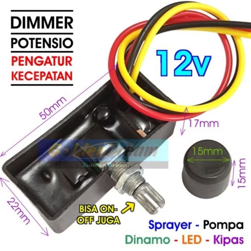 Dimmer Potensio Pengatur Kecepatan Sprayer Motor Pompa Air LED DC 12V