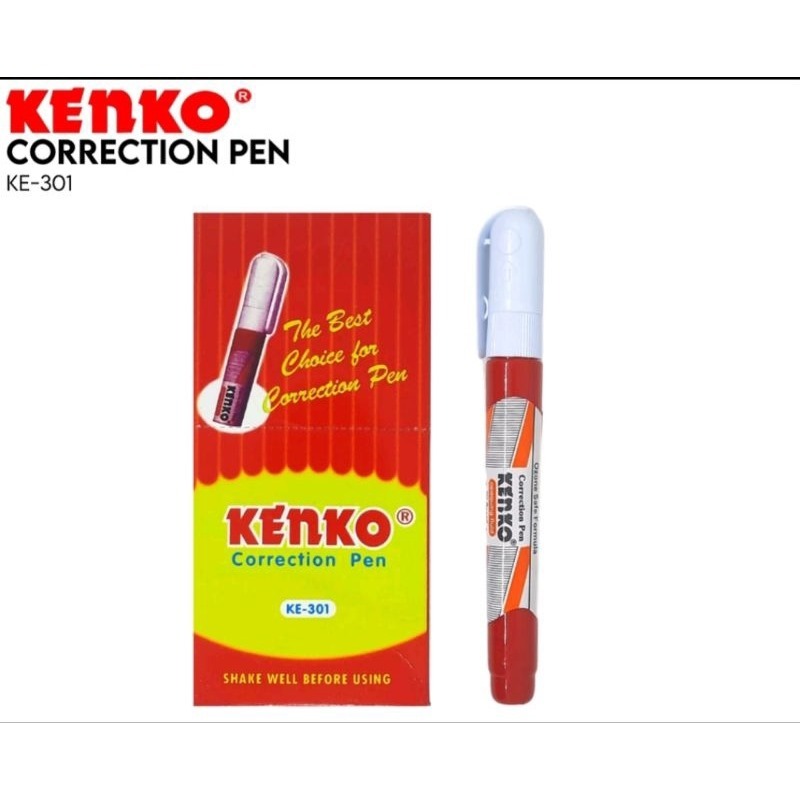 

Tip-Ex Cair Correction Pen Kenko KE-301 Merah | (1 Box = 12 Pcs)