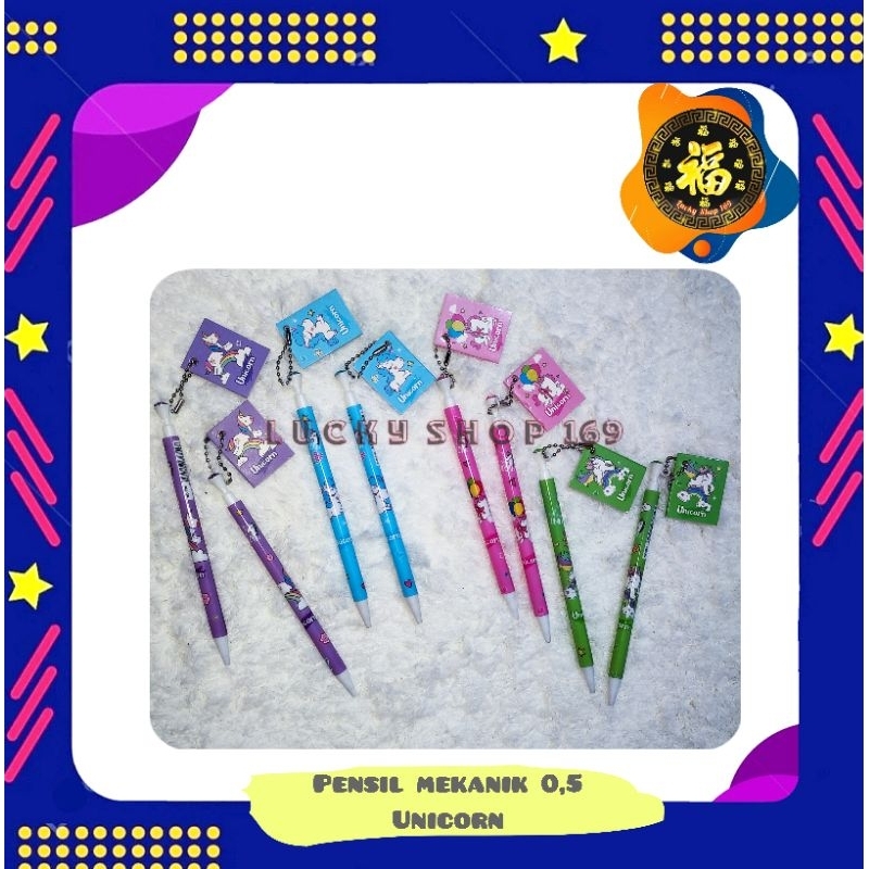 

Pensil Mekanik Unicorn FREE mini book| Mechanical Pencil Gantungan Buku Unicorn | 1 PCS