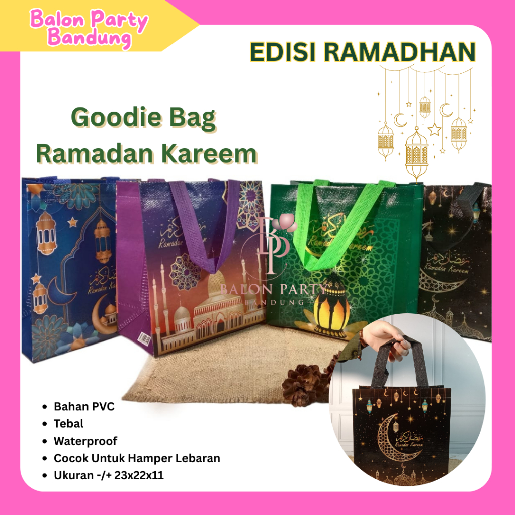 

BALON PARTY [ SATUAN ] Tas Goodie Bag Bahan Tebal Ramadan Kareem (Random) / Edisi Ramadhan