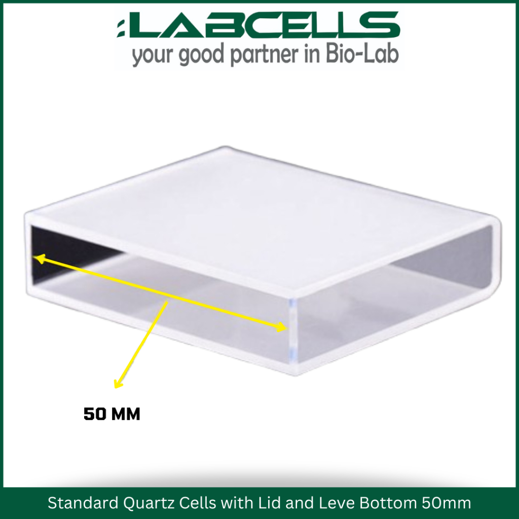 Kuvet Kuarsa Spektrofotometer 50mm dengan Tutup / Spectrophotometer Standard Quartz Cuvette with Lid