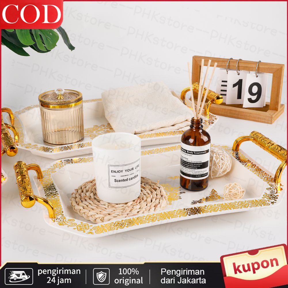 PHK Nampan serbaguna estetika mewah/set nampan 3 pcs/dekorasi meja cantik/1set nampan/nampan lebaran