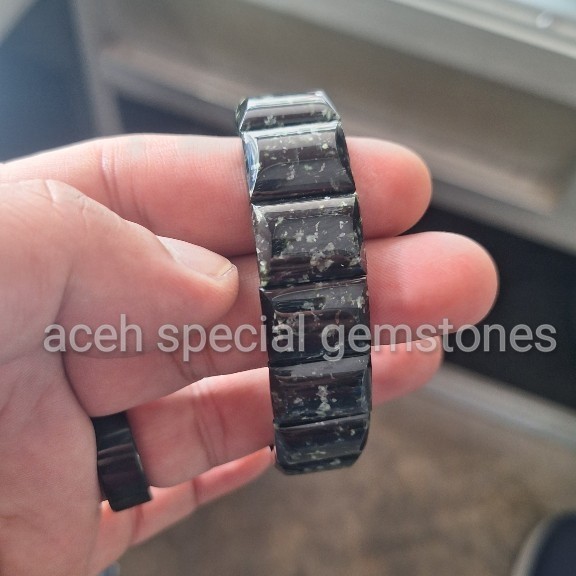 gelang giok + ring cincin giok + liontin giok black jade loreng