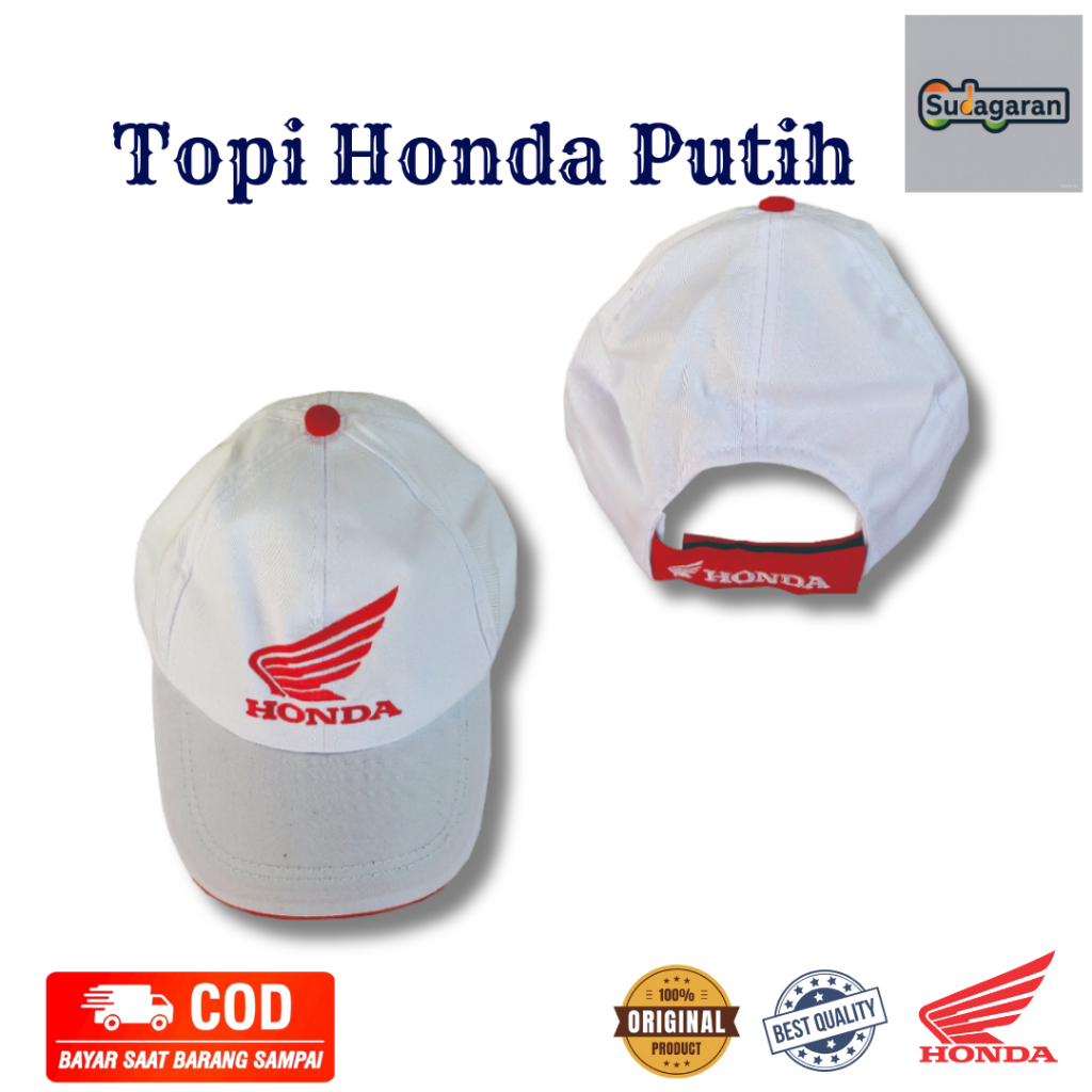 Topi Honda Putih | Topi Mekanik Honda | Topi Honda | Topi Kerja Pria | Topi AHASS | Topi Kerja Putih
