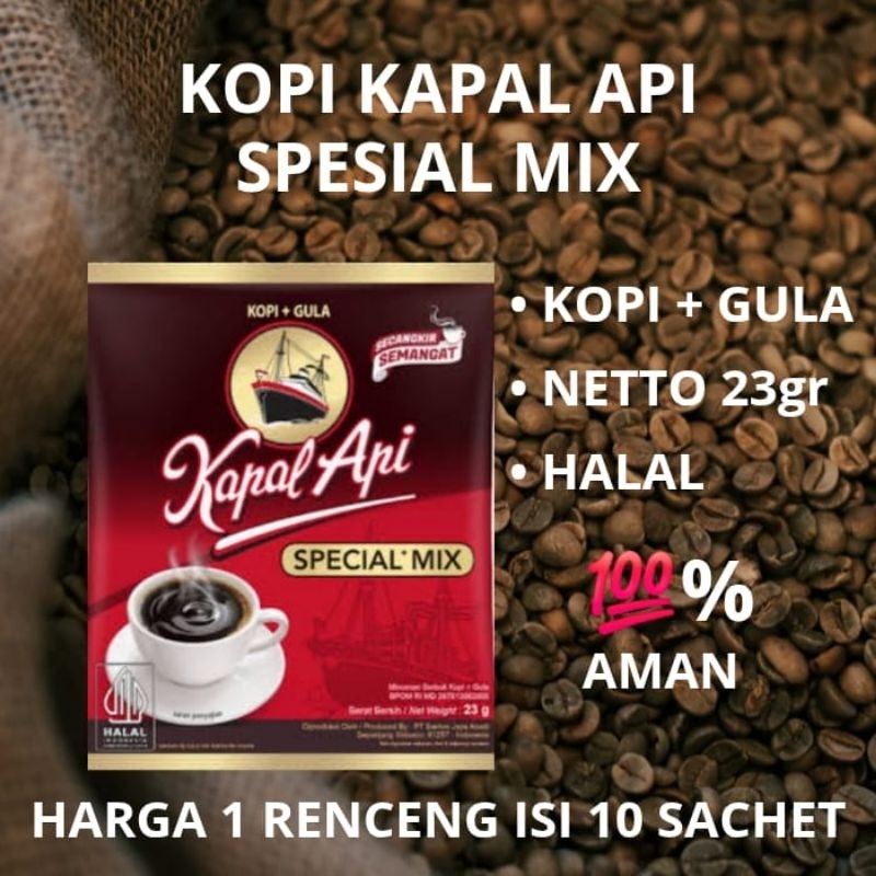 

kopi kapal api spesial mix 1 renceng isi 10sachet kemasan 23gr