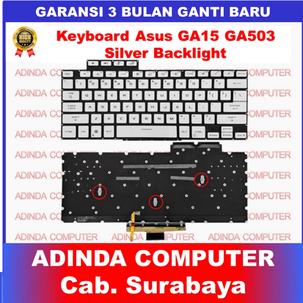 Keyboard Asus ROG Zephyrus GA503 M16 GU603HM GU603Z GU603ZM GU603ZE GU603ZW Silver Backlight