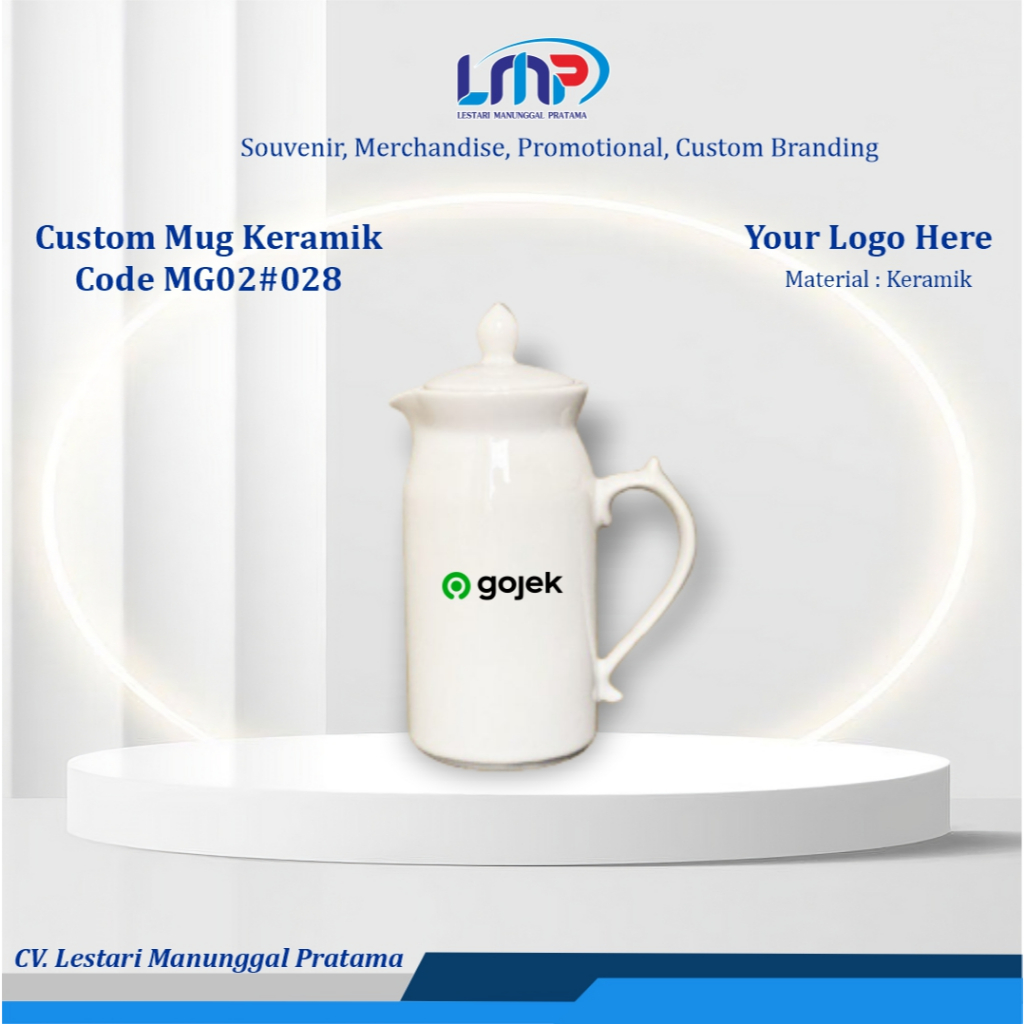 LMP LESTARI SOUVENIR - Merchandise Souvenir Custom Mug Keramik + Tutup Code MG02#025 | Merchandise M