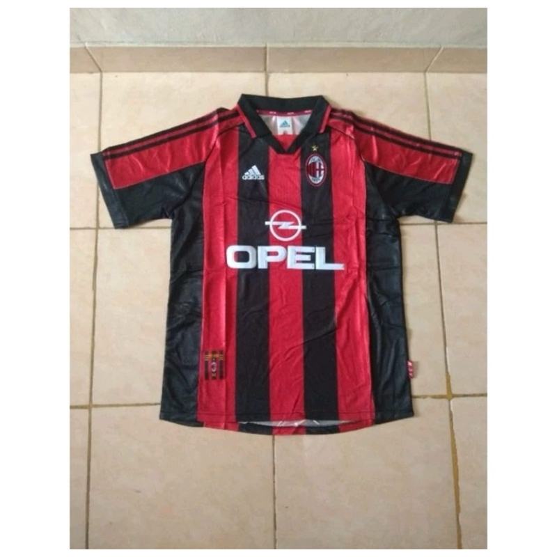 Jersey Kaos Baju Sepak bola Milan Home Opel Retro Classic Klasik Jadul Lawas Vintage Big Size XXL 2X