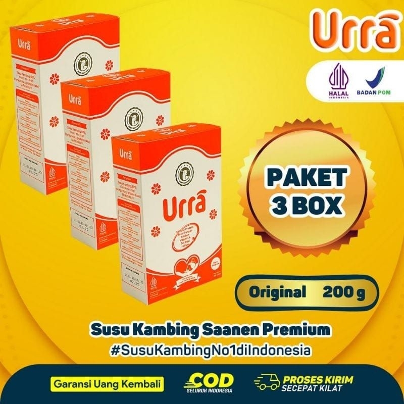 

Paket 3 Box Susu kambing Saneen URRA -200 GRAM ( Susu Penambah Berat Badan & tinggi Badan dll )