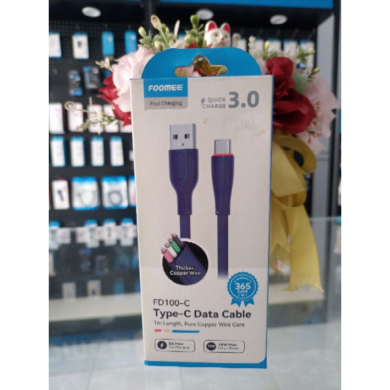 Foomee FD100-C Kabel Data Type-C 3A, Fast Charging Cable Charger Fd100c Type C
