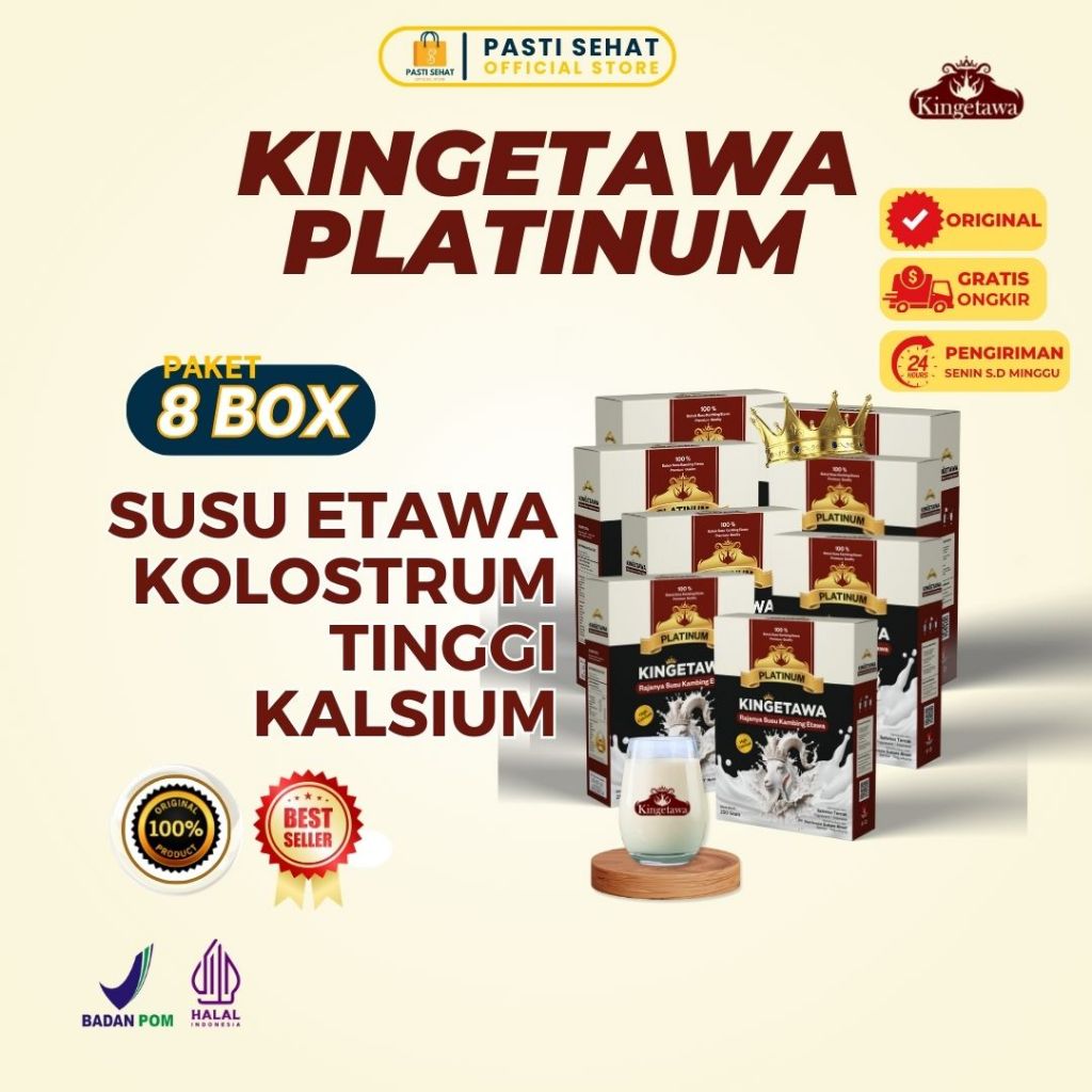 

Kingetawa Platinum - Susu Etawa Premium 100% Asli BPOM - 8 BOX 2000g - Nyeri, Sesak Nafas & Rematik