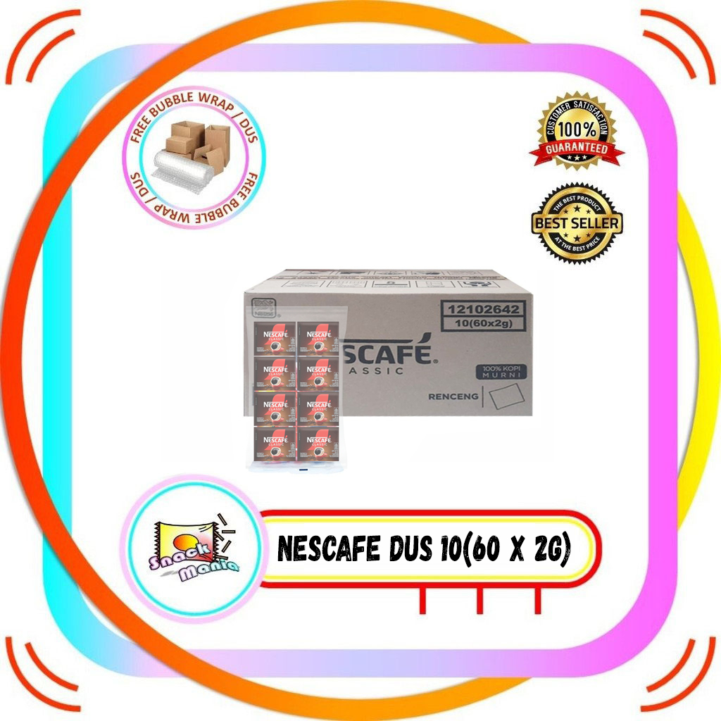 

Nescafe Classic 2 gr x 60 sachets x 10 pack Kopi Murni DUS