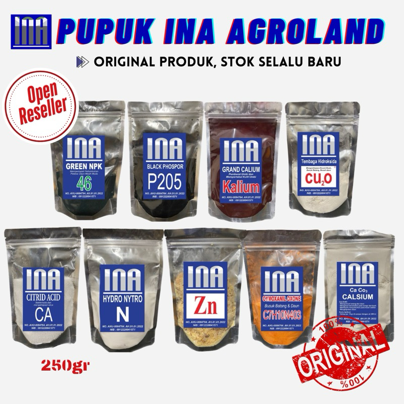 PUPUK INA ASLI STOK  BARU - 250gram | GREEN NPK, PHOSPOR, KALIUM, CA, CU2O, HYDRO, Zn, XIMOXANIL, CA