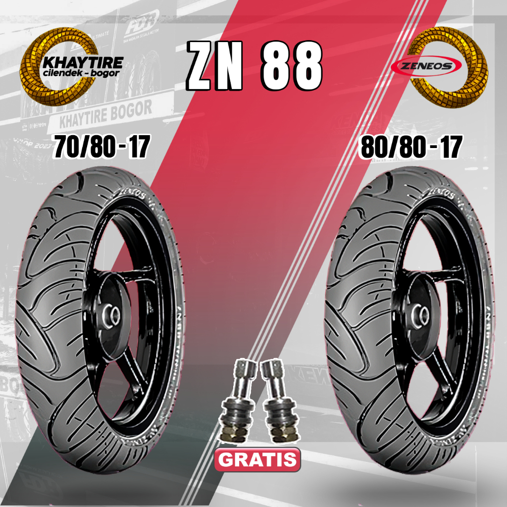 Sepasang Ban Motor ZENEOS ZN88 70/80 & 80/80-17 Tubeless