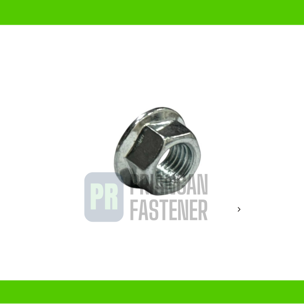 Flange Nut / Mur Flange M10 Kunci 14 Pitch 1.25 PUTIH   PRIANGAN TASIKMALAYA