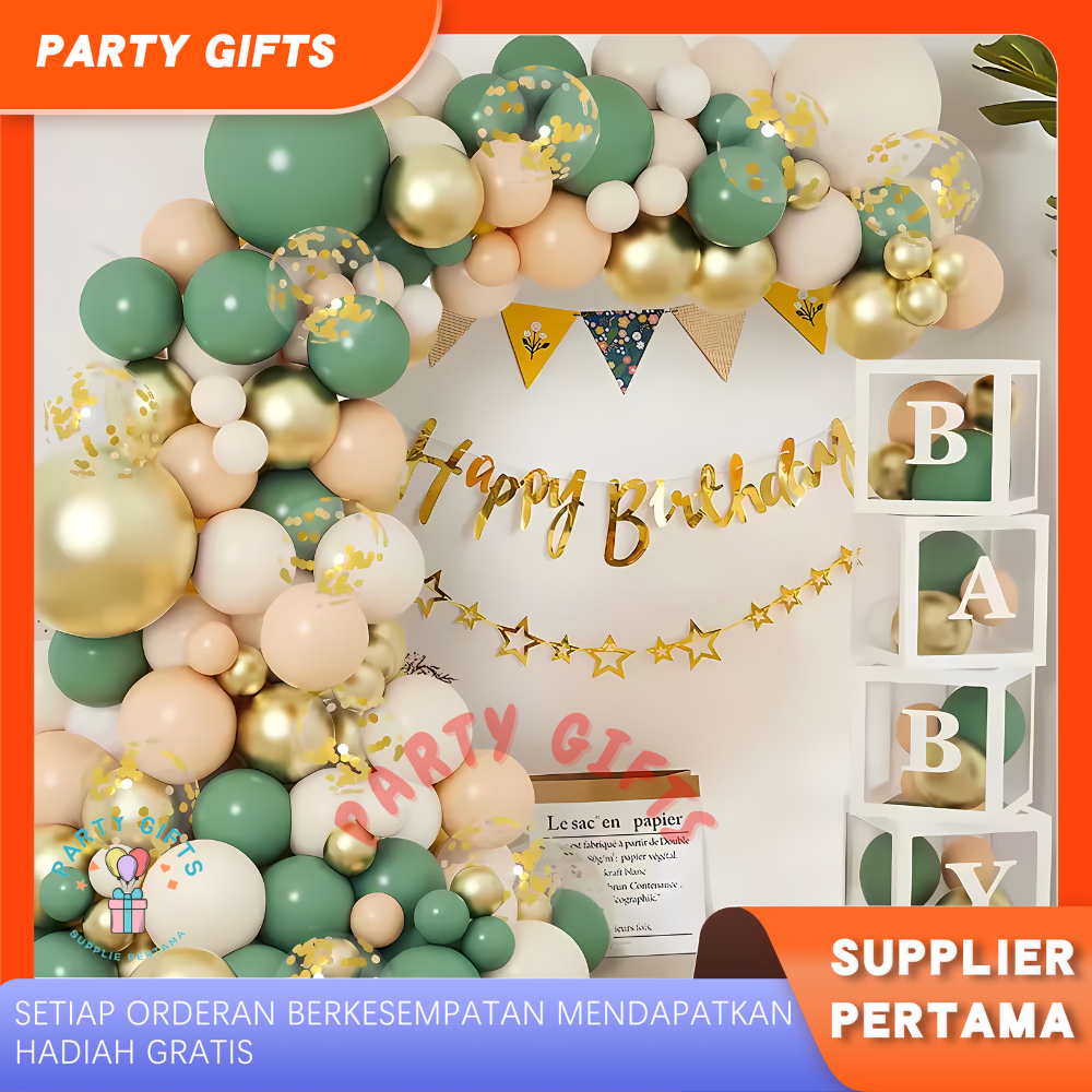 Balon Set Dekorasi Hijau Alpukat Set 129pcs  Balon Dekorasi Elegan / Balon Paket Dekorasi /  Karanga