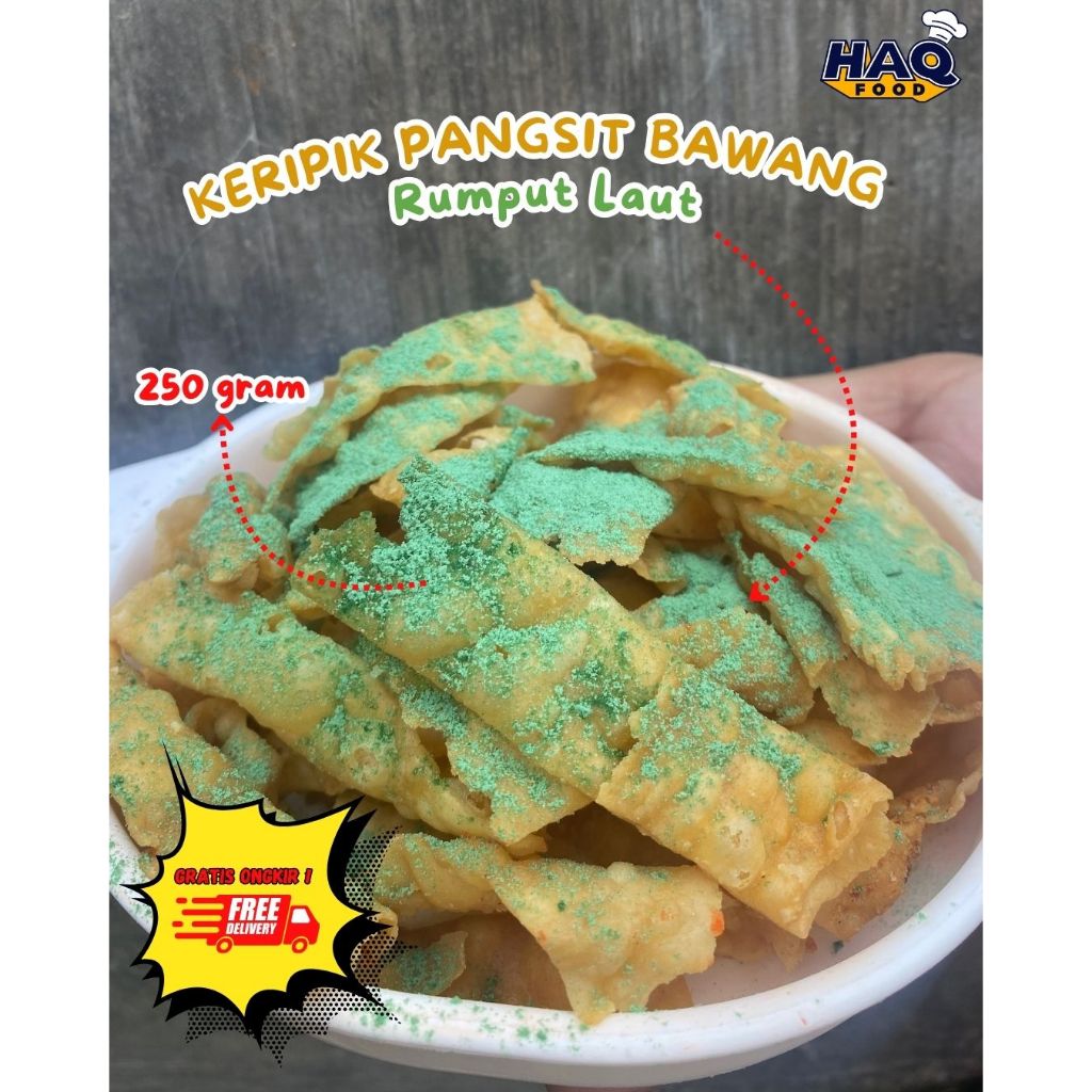 

Keripik Bawang Pangsit (250 Gram Rasa Rumput Laut)