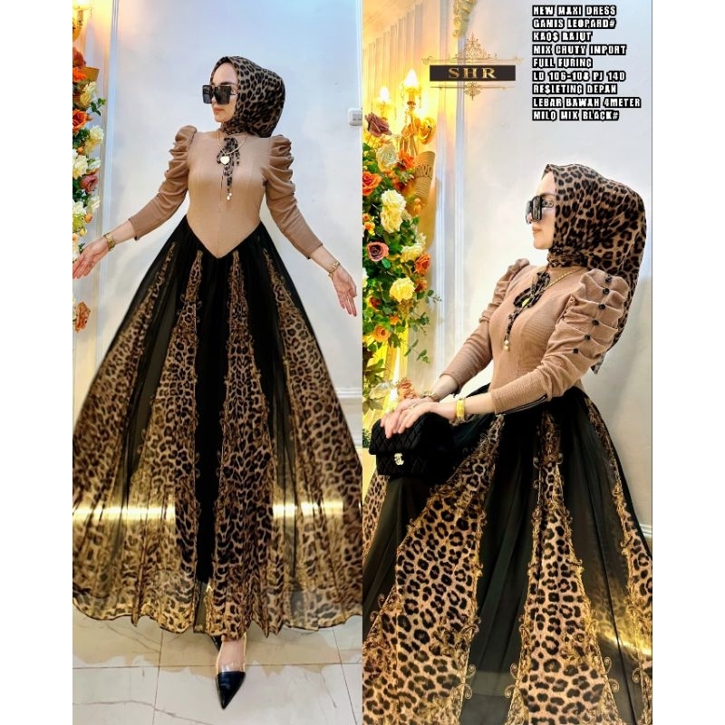 SHR MAXI DRESS GAMIS LANGSING LEOPARD