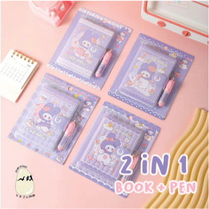 

House Station - Buku Diary Motif Lucu 2 in 1 Note Book with Pen / Agenda Journal Cute / Buku Mini Alat Tulis Portable - Buku Catatan