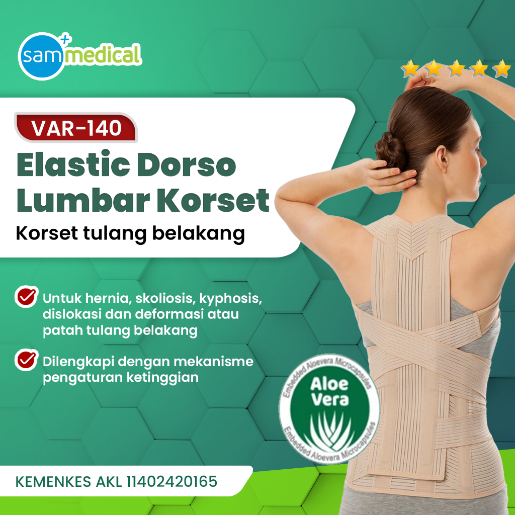 Variteks  Lumbar Dorso TLSO - VAR 140 / Deker Punggung Adjustable / Korset Lumbal Tulang Belakang