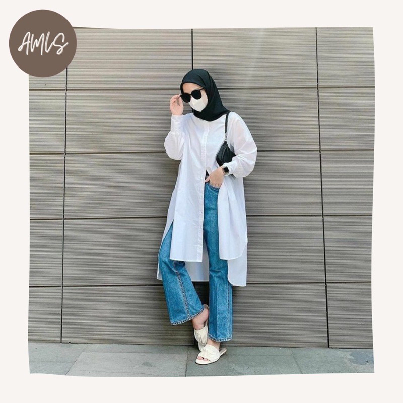tunik wanita HANLEY LONG SHIRT (warna putih)