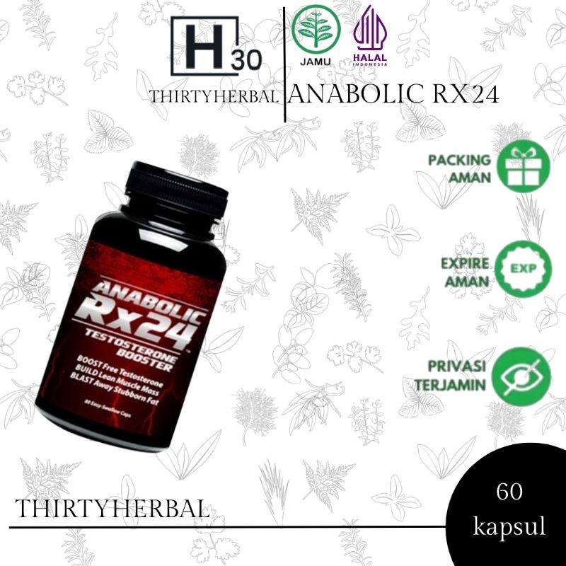 ASLI Anabolic Rx 24-Anabolic Rx 24 Herbal Testosterone Booster RX 24 Suplemen Penambah Hormon pria
