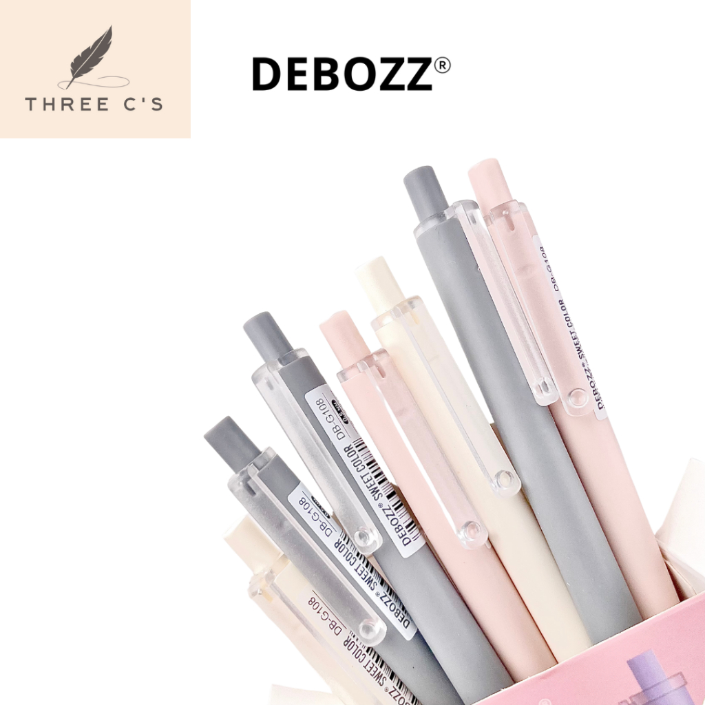 

[1 Kotak] DEBOZZ Gel Pen DB-G108 Black/ Pulpen Hitam Aesthetic/ Pen Hitam Debozz Pastel