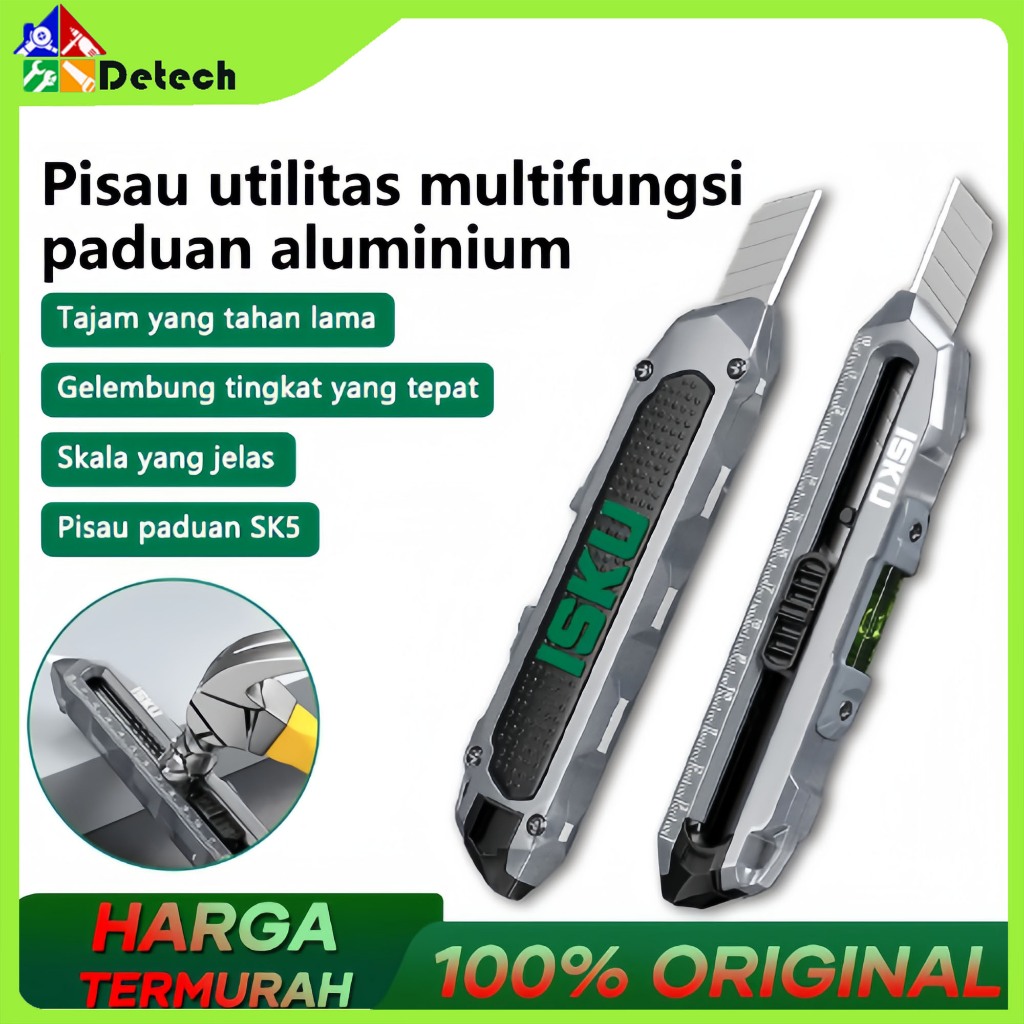 

ISKU Pisau utilitas multifungsi paduan aluminium Pisau cutter Cutter Knife Utility Knife Cutter Pisau Cutter Knife Auto Lock Cutter
