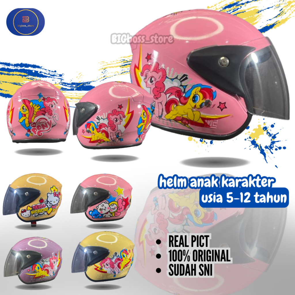 HELM ANAK JUNIOR SNI FULLFACE KARAKTER 5-12 TAHUN MOTIF PEREMPUAN