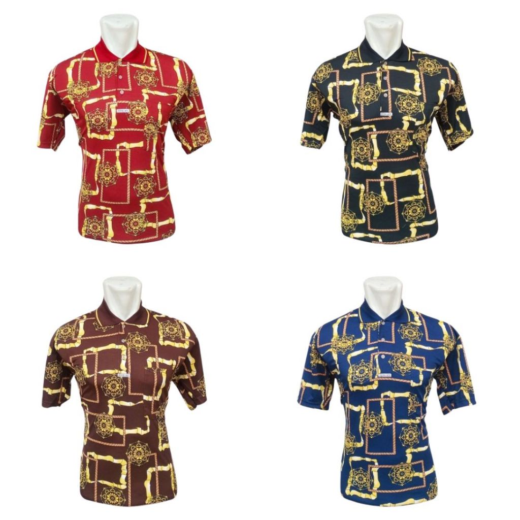 Kaos Kerah Pria Motif Batik Terbaru | Baju Kaos Polo Krah Lengan Pendek T-Shirt Cowok Cewek Corak Ba