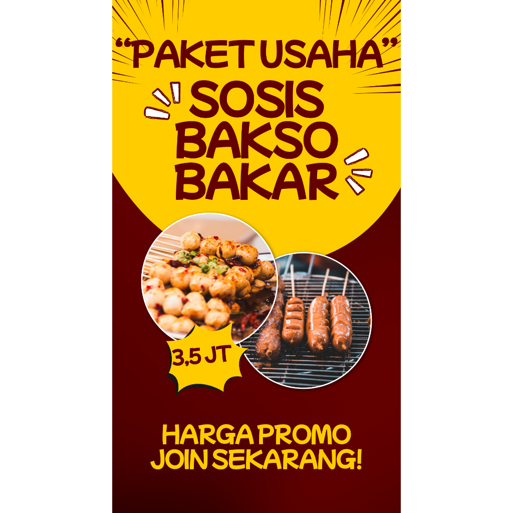 

Paket Usaha Sosis & Bakso Bakar Modal Terjangkau