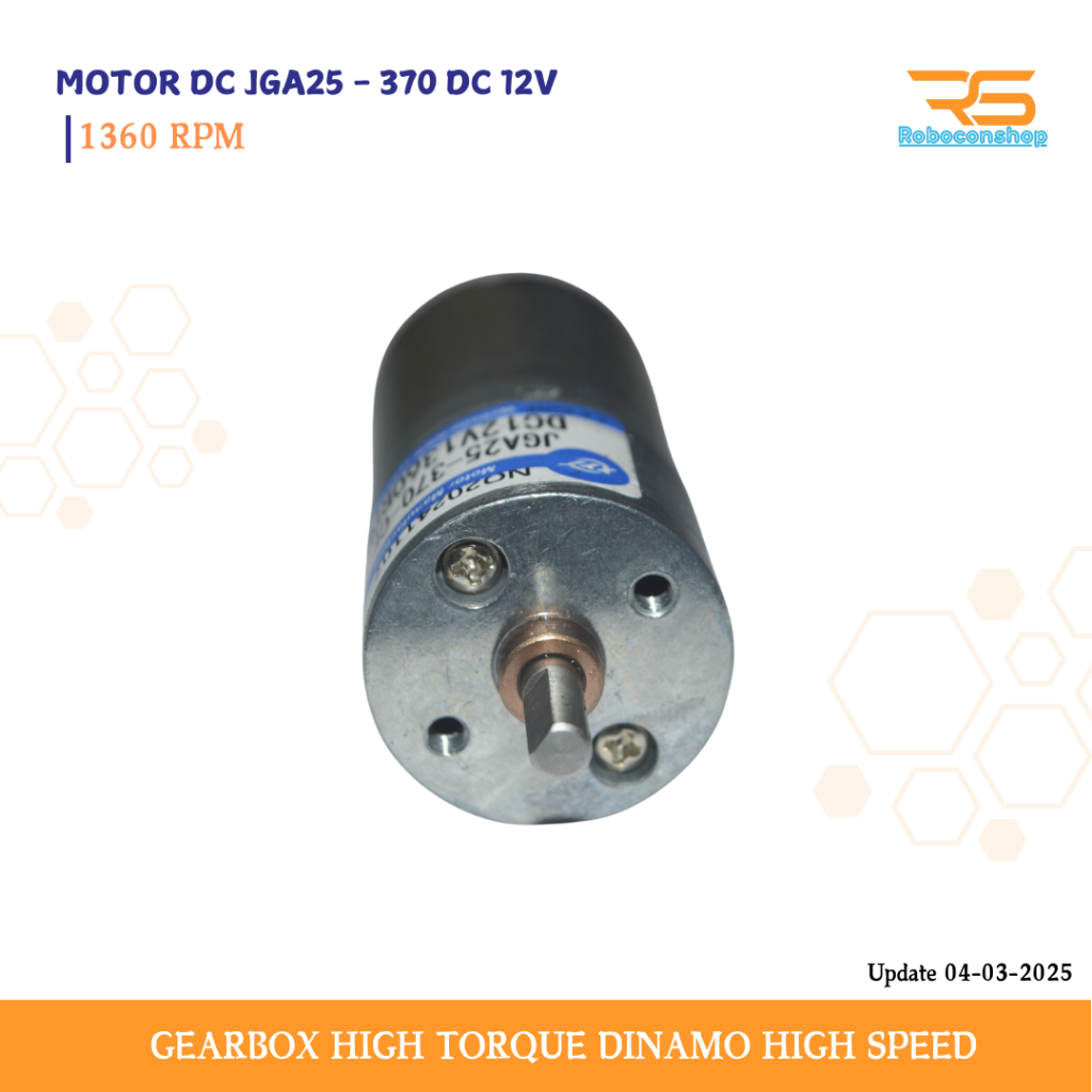 MOTOR DC JGA25 - 370 DC 12V GEARBOX HIGH TORQUE DINAMO HIGH SPEED