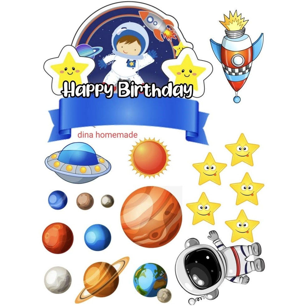 TOPPER ASTRONOT // Topper KUE Bisa CUSTOM NAMA // Topper Hiasan CAKE ULTAH // Aneka perlengkapan Hia