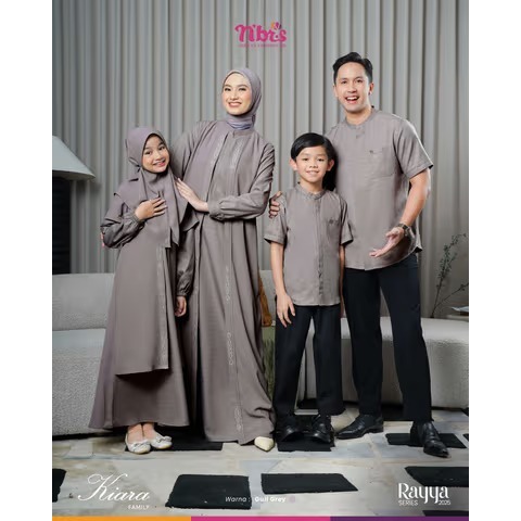 Gamis Nibras Terbaru Sarimbit KIARA GULL GREY Gamis Couple Keluarga Termurah Gamis Set Pakaian Musli