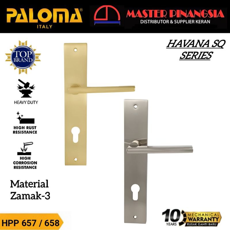 PALOMA Gagang Pintu Door Handle Plate Lever Material Zamak Aluminium Havana SQ Satin Gold Plated Sat