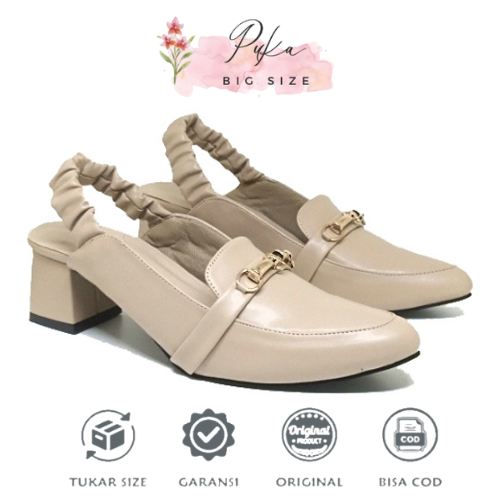 [ BIG SIZE 40 41 42 43 44 45 ] Sepatu Sandal Mules Heels 5cm / Sepatu Formal Pesta Wanita Ukuran Jum