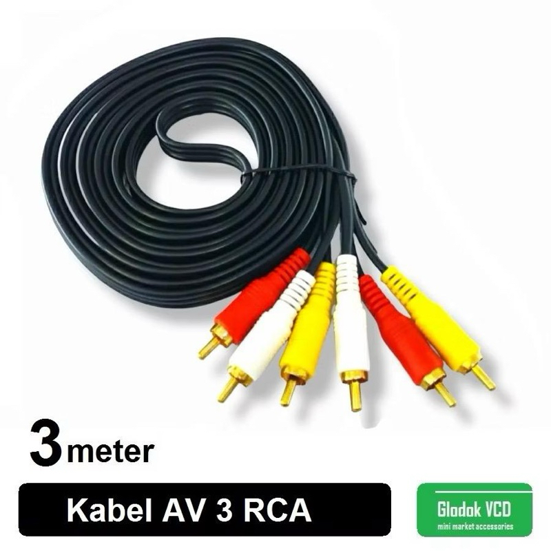 Kabel Aux RCA Jack 3 in 3 AV-003 3M Cable Audio Speaker / DVD / TV 3 Ke 3 300CM