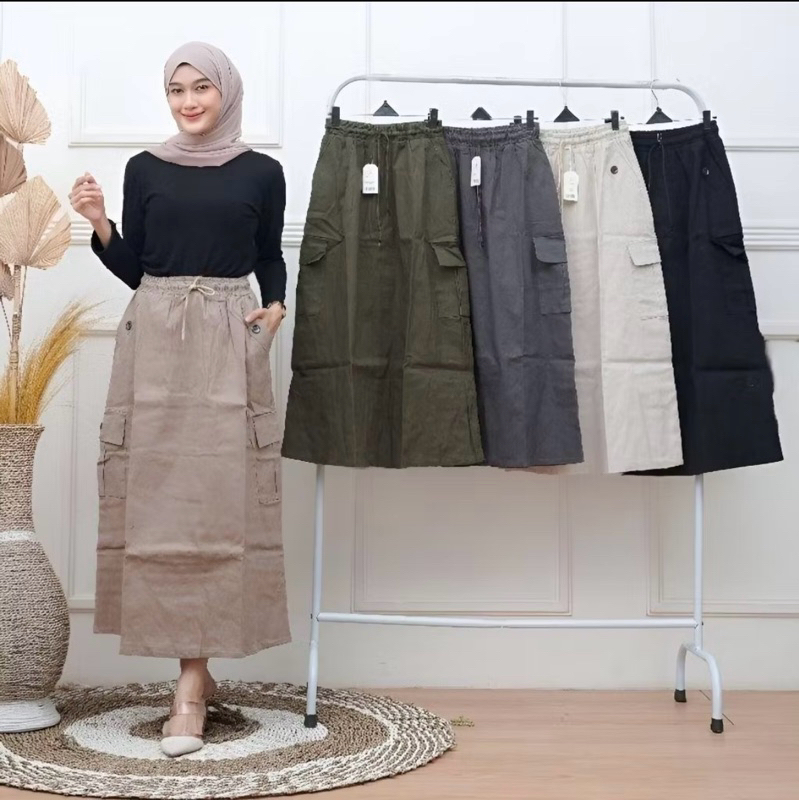 ROK CARGO WANITA TWILL PREMIUM ROK PANJANG CARGO PANTS TERMURAH