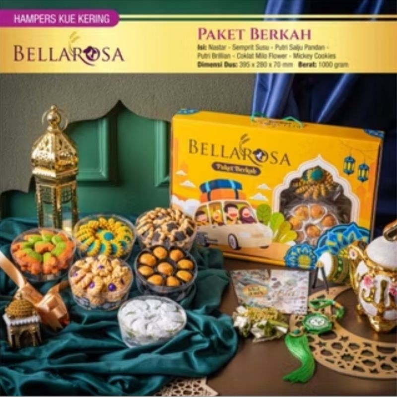 

PROMO BELLA ROSA HAMPERS LEBARAN ISI 6 TOPLES PAKET LEBARAN HANTARAN KUE KERING NASTAR KASTENGEL KACANG