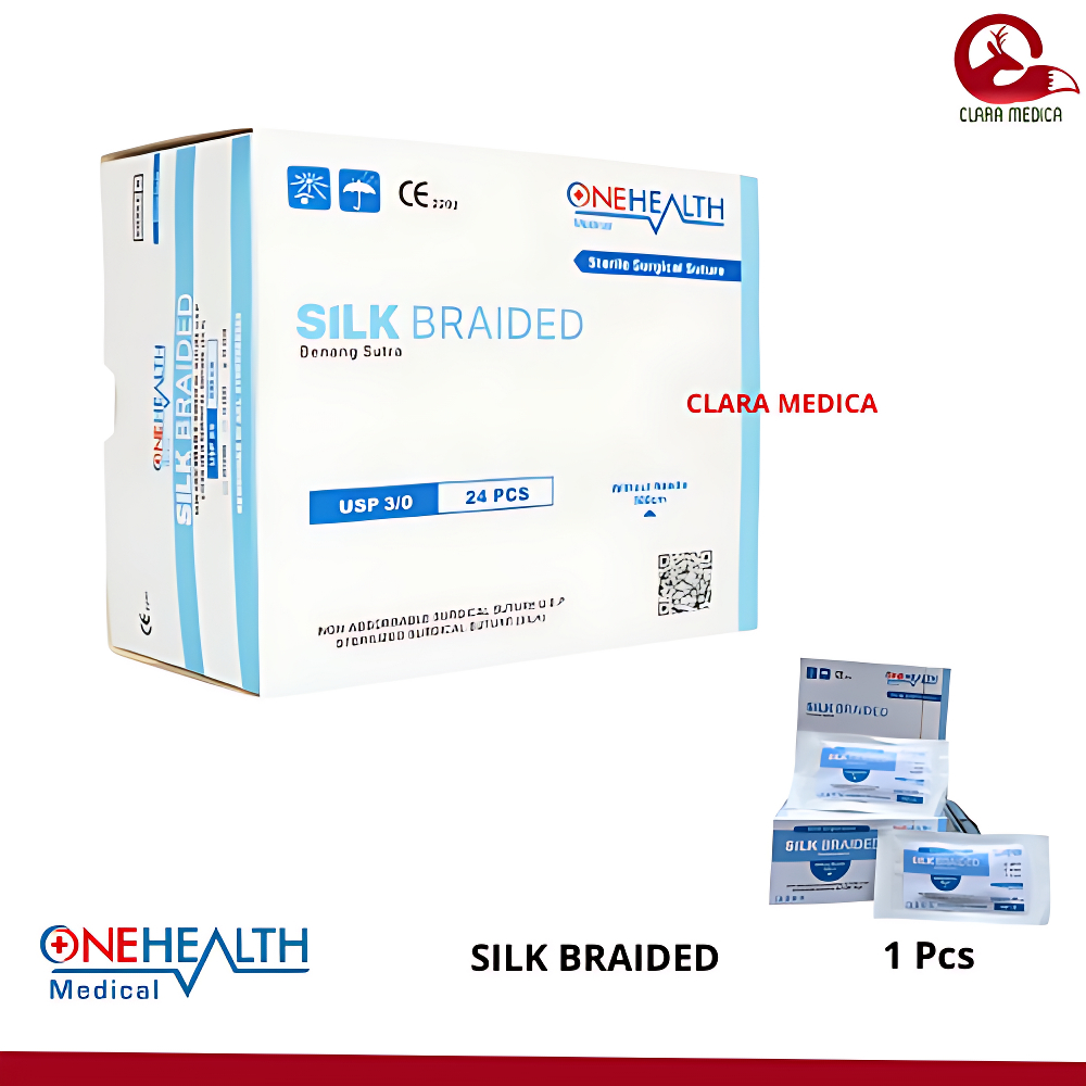 Onehealth Jarum Benang Jahit Silk Braided Surgical Suture Sutra Bedah Steril