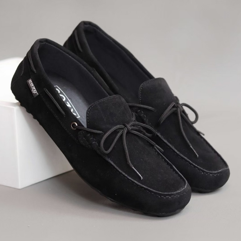 Sepatu Pantofel Slip On Casual Pria Enoz Ramos Slop Loafers Mokasin Formal Hitam Coklat Navy Suede P