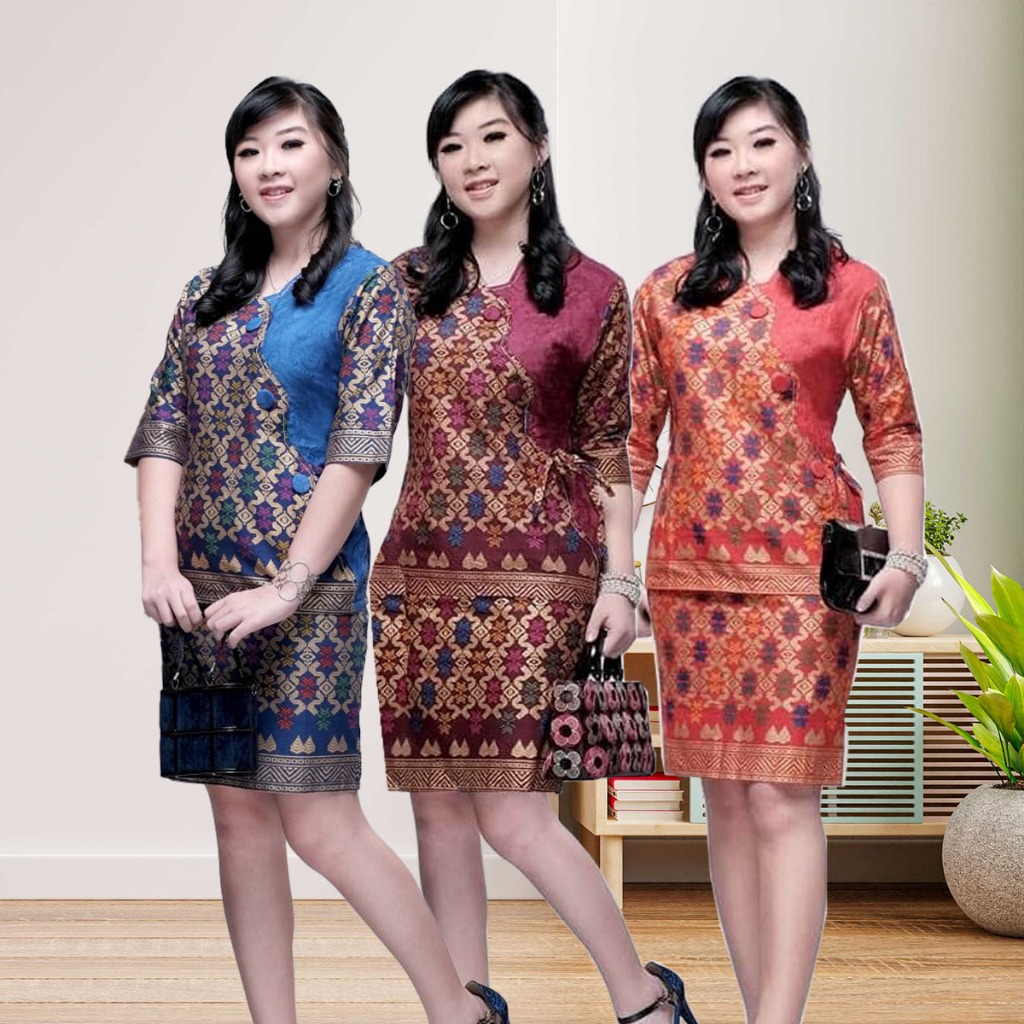 Set Rok Blus Kerja Wanita Batik Thalita Katun Prodo Rok Pendek