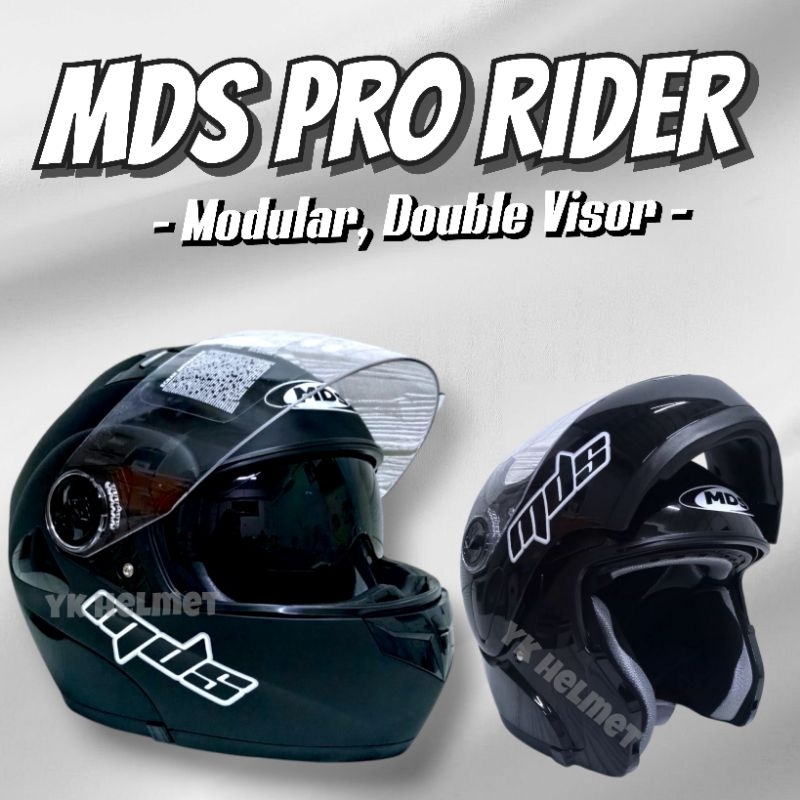 MDS PRO RIDER BLACK - HELM MDS MODULAR HITAM