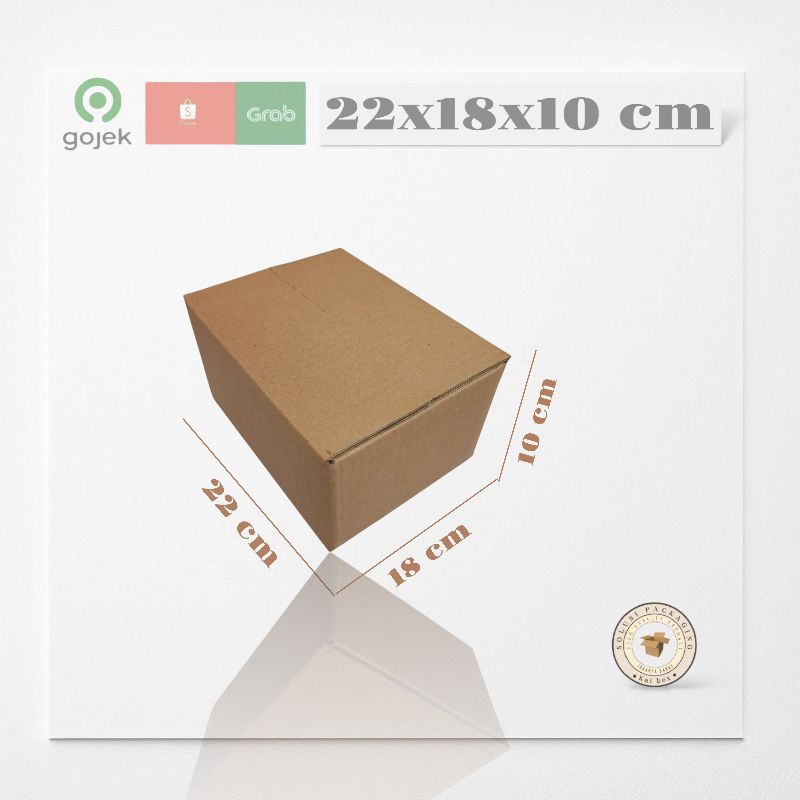 

kardus ukuran 22x18x10 cm box singel wall polos ST